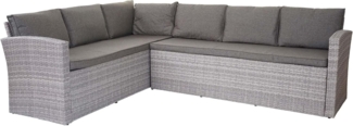 Poly-Rattan Sofa-Garnitur HWC-A29, zwei 3er-Sofas Gartengarnitur Lounge-Sofa Garten ~ hellgrau Kissen grau