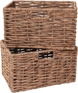 VIVANNO Regalkorb Wasserhyazinthe KIRA 2er Set, Natur Geflochten 35,50x25x20 cm