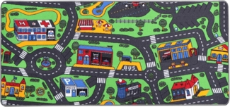 Primaflor Interaktiver Spielteppich CITY - 95x200 cm, Made in Europe Kinderteppich mit Straßenmotiv, Hochwertiger Straßen-Teppich für Kinder- und Spielzimmer, Spielmatte für Jungen und Mädchen