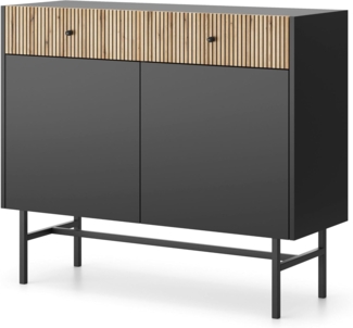 Selsey Divenos - Sideboard 2-türig, Schwarz / Holzoptik Eiche, 104 cm