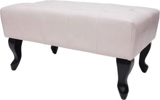 Ottomane Chesterfield, Sitzhocker Fußablage Hocker, Kunstleder 39x77x47cm ~ creme-weiß