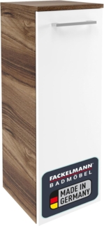Fackelmann VERONA Midischrank 30 cm, rechts, Braun Dunkel/Weiß Hochglanz