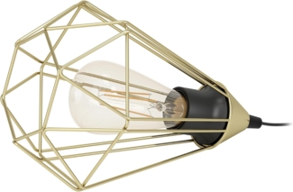 Eglo 43685 Tischleuchte TARBES E27 1X40W Stahl messing-gebürstet H:26,5cm Ø17,5cm mit Kabelschalter