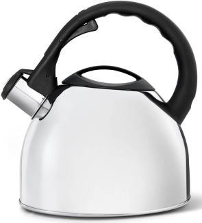 Flötenkessel induktionsgeeignet hochglanzpoliert mit schwarze Beschlägen 2,5 ltr.