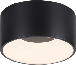 JUST LIGHT LED Deckenleuchte TANIKA, Ø 16 cm, 1-flammig, Schwarz, Kunststoff, Dimmfunktion, Memoryfunktion, LED Deckenlampe