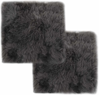 vidaXL Sitzkissen 2 Stk. Hellgrau 40x40 cm Echter Schafspelz 284716