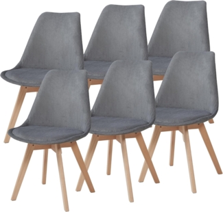 Esszimmerstuhl Fläten 6er Set Cord Grau [en. casa]