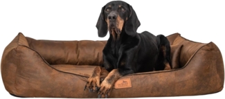 ALBERTO Orthopädisches Hundebett in Lederoptik - 28 Hellbraun, 120x85cm