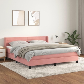 vidaXL Boxspringbett mit Matratze Rosa 160x200 cm Samt 3131032