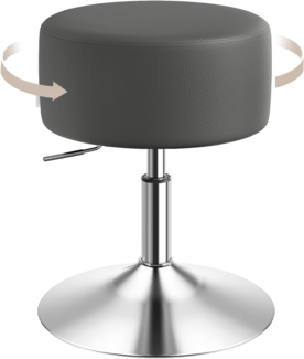 WOLTU BH14gr-1 Design Hocker mit Griff , stufenlose Höhenverstellung , verchromter Stahl , Antirutschgummi , pflegeleichter Kunstleder , gut gepolsterte Sitzfläche , grau