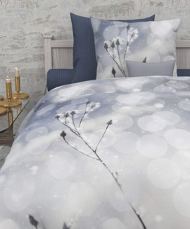 HnL Satin Wende Bettwäsche Schneelandschaft Olin Blau 135x200 cm + 80x80 cm