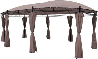 Pavillon Stahl pulverbeschichtet oval 5,3 x 3,5 m Dach und Seitenteile taupe