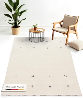 carpetfine Wollteppich Gabbeh Uni, auch als Läufer und Rund erhältlich, rechteckig, Höhe: 15 mm, reine Wolle, handgewebt, Gabbeh Loom Tiermotiv, große Farbauswahl