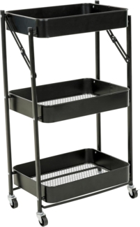 axentia Rollwagen, mit 3 Böden, klappbar,schwarz