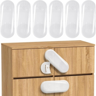 ECHOCUBE Kindersicherheits-Schrankschlösser, 6 Packs Baby-Proof-Schrankschlösser mit Klebeband, Baby-Sicherheitsschlösser für Schränke, Schränke, Schubladen (weiß)