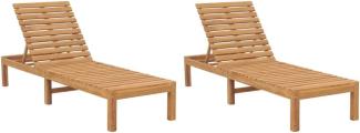 vidaXL Sonnenliegen 2 Stk. Massivholz Teak 3073206