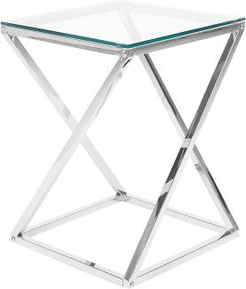 Beistelltisch Glas Silber quadratisch 40x40 cm BEVERLY