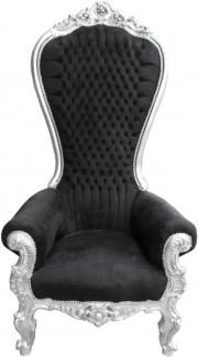 Casa Padrino Barock Thron Sessel Majestic Mod2 Schwarz/Silber - Riesensessel -Thron Stuhl Tron