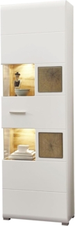 Vitrine Friedberg / Fun Plus, Glas, Holzwerkstoff, Weiß, 65 x 205 x 37 cm