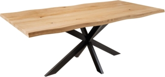 riess-ambiente Baumkantentisch WILD OAK 160cm natur / schwarz · Esszimmertisch aus massiver Eiche (Einzelartikel, 1-St), Holztisch · Metallgestell in Stern-Form · Spider-Gestell · Design