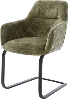 Freischwinger Pejo-Flex Chenille Olive Freischwinger flach Schwarz Taschenfederkern
