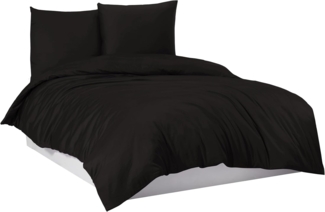 Mixibaby Bettwäsche Bettgarnitur Bettbezug 100% Baumwolle 135x200 155x220 200x200 200x220, Farbe:Schwarz, Größe:200x220 cm