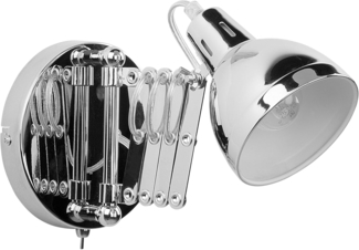 'Harrington' Wandleuchte Silber Metall mit Ziehharmonika Arm verstellbarer Schirm Glockenförmig Industrie Look