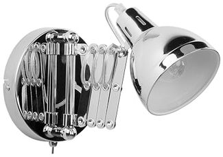 'Harrington' Wandleuchte Silber Metall mit Ziehharmonika Arm verstellbarer Schirm Glockenförmig Industrie Look