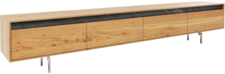 Lowboard Stonegrace 240 cm Eiche Natur 4 Türen Fuß Oval Edelstahl