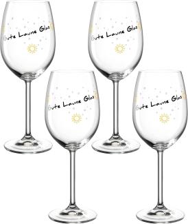 Leonardo Weinglas Presente Gute Laune Glas, Motivglas, Wein Glas, Kristallglas, 460 ml, 044514