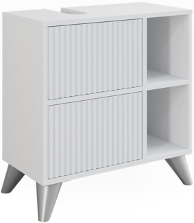 Vicco Waschbeckenunterschrank Leano, Weiß, 60 x 62 cm mit 2 Schubladen