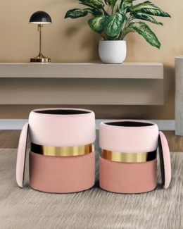 Pouf Evelyn 100 2er-Set Rosa