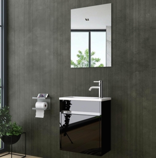 Homeline Badmöbel-Set Zamora Badmöbel-Set Badmöbel set Schwarz Hochglanz Badezimmer Möbel, (Bad Möbelsetangebot, 3-St, Badezimmer Möbel)