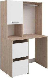 Vente-unique - Möbel für Waschmaschine mit Kleiderstange & Schränken - Holzfarben hell & Weiß - 111 x 184 cm - ERKANO