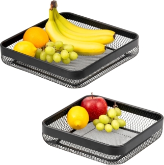 eluno Obstschale Brotkorb 2er Set, eckig, aus schwarzem Metall
