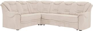 Cavadore Ecksofa Bansa mit Federkern / Polstercouch im klassischen Design / inkl. Bettfunktion / 265 x 94 x 215 / Mikrofaser Creme