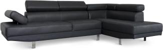 Menzzo Ecksofas, schwarz, L260 x T163 x H72 cm Sitztiefe 50cm