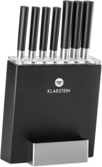 Klarstein Messerblock mit Messer, 7-Teiliges Messer-Set mit Block, 7 Küchenmesser & Holz-Messerblock, Scharfes Stahl-Messerset, Kratzfest, Japanisch Inspiriertes Messerset mit Block für Profiköche