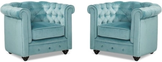 Vente-unique - Sessel 2er-Set - Samt - Hellblau - CHESTERFIELD