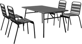 Vente-unique - MIRMANDE Gartenessgruppe Metall Schwarz - B 80 cm59 cm x H 74,5 cm79 cm x L 160 cm47,5 cm