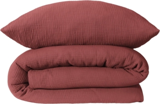 Schiesser Bettwäscheset Molly - Musselin - 2-teilig - 135 x 200 cm - Rosenholz
