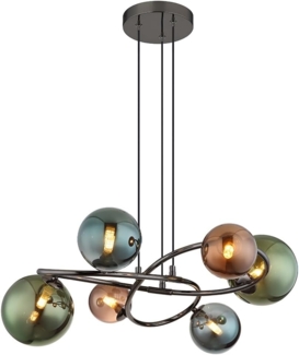 LED Hängeleuchte, grau matt, Glaskugeln mehrfarbig, H 120 cm