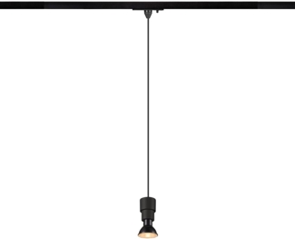 SLV PURI 2.0 Basic, 1~ Pendelleuchte, GU10, Pendellänge 200cm, 1x max. 6W, schwarz - Leuchten mit 1 Phasen Adapter