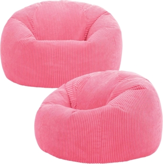 Icon Kingston Sitzsack Cord, Kaugummirosa, 2er Pack, Sitzsack Erwachsene mit Füllung, Bean Bag, Cord Sessel, Lounge Sessel, Lounge Stuhl, Schlafzimmer, Wohnzimmer, Wohnzimmer Möbel