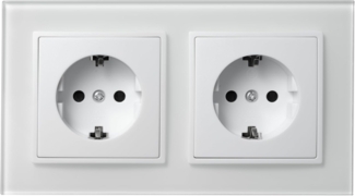 Steckdosen Set McPower Flair ''Beginner 2S-Style'' weiß + Glasrahmen