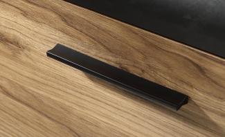 FORTE Kaszimiro Vitrine mit LED Beleuchtung, Holzwerkstoff, Braun/Schwarz, 63,4 x 198,6 x 52 cm