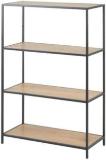 Selsey Seaford - Regal / Bücherregal mit 4 Ebenen - Schwarz / Eiche - Industrial-Style - 114 cm hoch