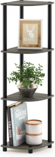 Furinno Eckregal mit 4 Ebenen, holz, Französische Eiche Grau/Schwarz, 29. 46x29. 46x110. 49 cm