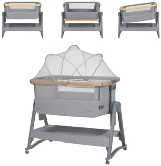 Kikka boo Beistellbett Nanna 2 Matratze Schaukelstäbe Moskitonetz Räder Korb grau