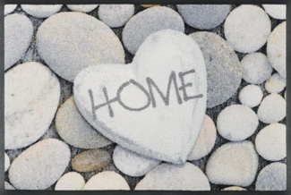 wash+dry by Kleen-Tex Fußmatte Pebble Stones, rechteckig, Höhe: 7 mm, Schmutzfangmatte, Motiv Kieselsteine, mit Spruch, rutschhemmend